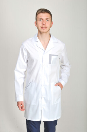 Gown Classic men's medical coat. White + smoke (544829) фото 1