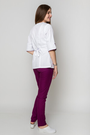 Костюм медицинский Кристина+Бр. зауженные. COTTON. Белый / баклажан (5410101) фото 8