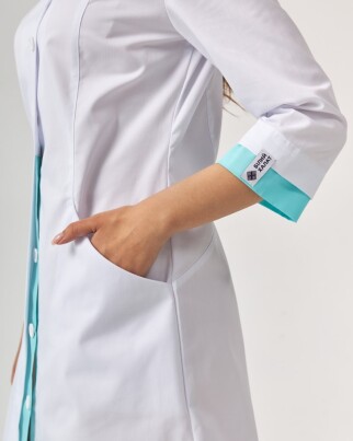 Medical gown women's Olivia buttoned white-menthol 159-464-677 (6613593) фото 6