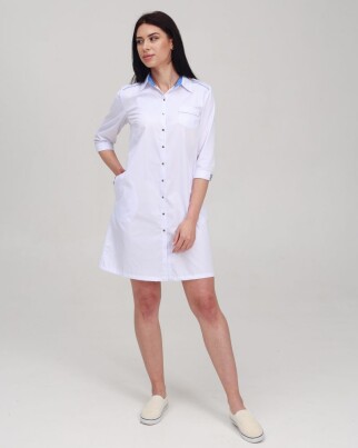 Medical gown women's Manhattan white-blue 157-372-679 (6613596) фото 1