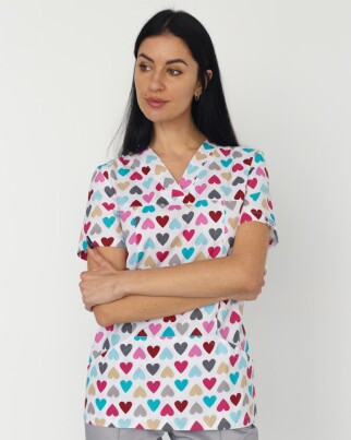 Medical Women's Shirt Topaz Print Hearts White 126-484-705 (6613534) фото 7