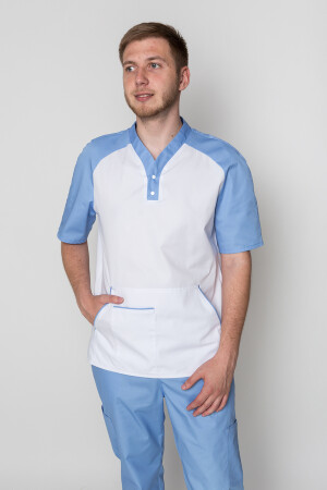 Medical suit for men Practitioner. White / blue (5410018) фото 8