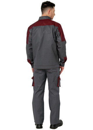 Worker suit "ULTRA" burgundy - bib overall with jacket (1240) фото 2