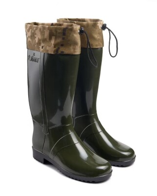 Women's rubber boots - khaki with pulls L-763-3-KH (222369) фото 1
