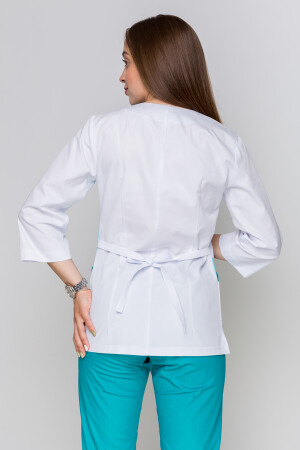Костюм медицинский Лилия+ Бр. зауженные. COTTON. Белый + ментол / карибы (5411162) фото 7