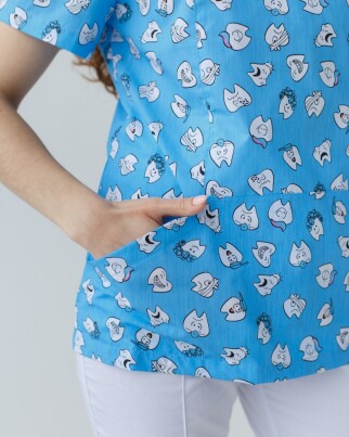 Медицинский костюм с принтом женский Топаз Dentist blue/white 137-324-776 (6613278) фото 6