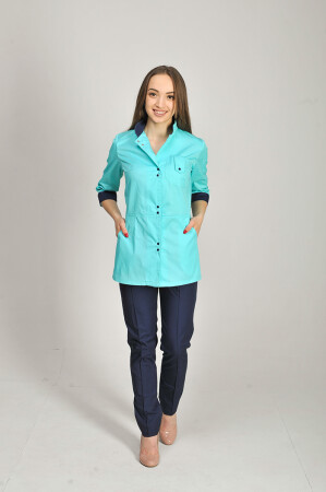 Костюм медицинский Рубина+ Бр. зауженные. COTTON. Ментол / темно-синий (544658) фото 1