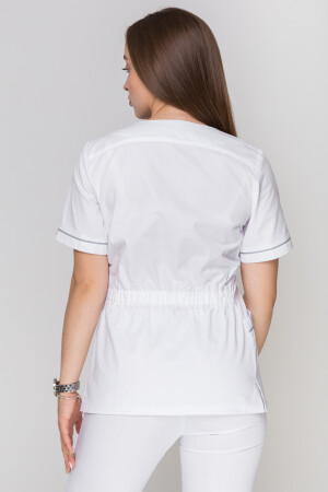 Костюм медицинский Моник+ Бр. зауженные. COTTON. Белый + дым (кант) (5410146) фото 4