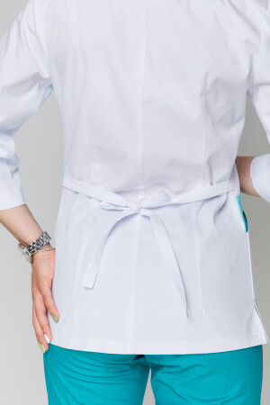 Костюм медицинский Лилия+ Бр. зауженные. COTTON. Белый + ментол / карибы (5411162) фото 8