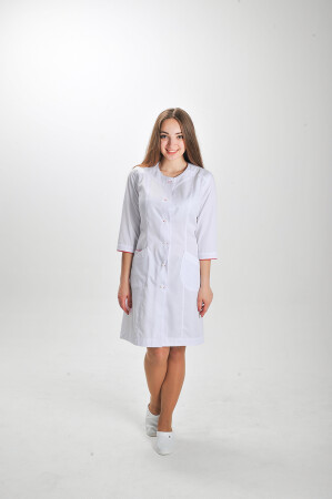 Kadi dressing gown. COTTON. White + red (trim) (544810) фото 1