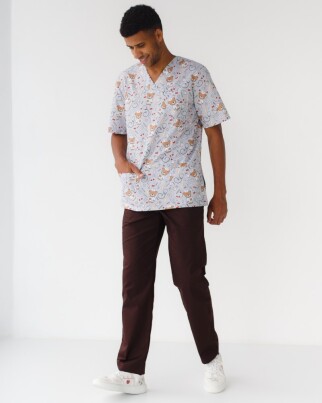 Medical suit with print for men Granite Bear gray/brown 131-373-711 (6613676) фото 2