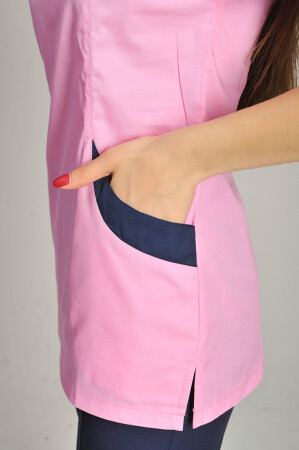 Костюм медицинский И-30+ Бр. зауженные. COTTON. Розовый / темно-синий (544656) фото 5