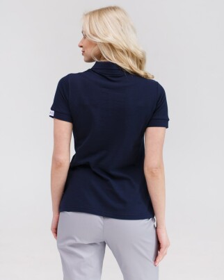 Медицинское поло женское синее с вышивкой Зубик 147-322-636 (6613388) фото 3