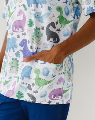 Медицинский костюм с принтом мужской Гранит Динозавры синий/белый 131-322-859 (6613727) фото 7