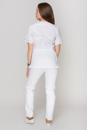 Костюм медицинский Моник+ Бр. зауженные. COTTON. Белый + дым (кант) (5410146) фото 5