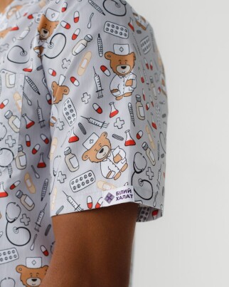 Medical suit with print for men Granite Bear gray/brown 131-373-711 (6613676) фото 5