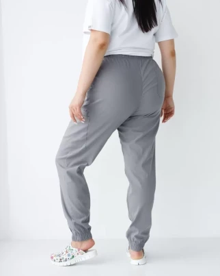 Медицинские штаны женские джоггеры стрейч серые +SIZE 503-328-758 (6637769) фото 2