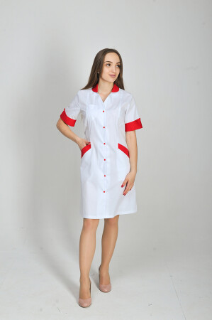 Magnolia dressing gown. COTTON. White + red (trim) (544776) фото 2