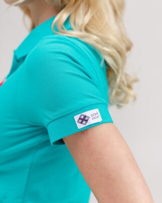 Medical Polo for women mint with embroidered Lips 147-332-635 (6613397) фото 4