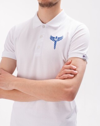 Medical polo men's blue embroidered Caduceus 148-324-836 (6613768) фото 3