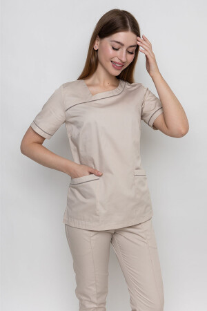 Костюм женский медицинский Моник зауженные брюки. Крем (5436957) фото 5