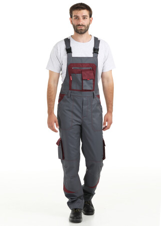 Worker suit "ULTRA" burgundy - bib overall with jacket (1240) фото 12