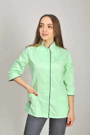Костюм медицинский Сакура+ Бр. зауженные. COTTON. Cалат / асфальт / вышивка (544680) фото 2
