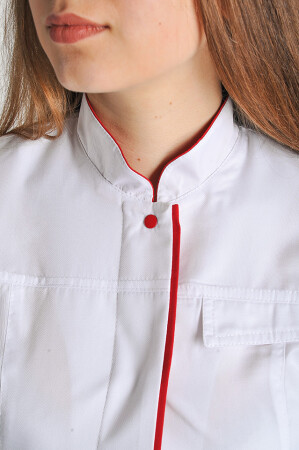 Костюм медицинский Сакура+ Бр. зауженные. COTTON. Белый / красный / вышивка (544681) фото 3