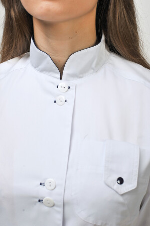 Костюм медицинский Рубина+ Бр. зауженные. COTTON. Белый / темно-синий (544657) фото 6