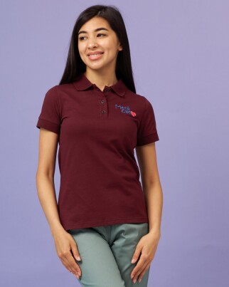 Medical polo for women cherry with embroidery Medicine 147-416-637 (6613410) фото 1