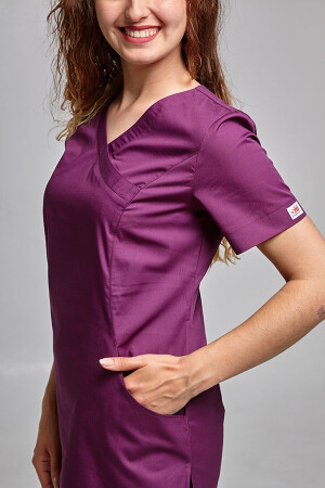 Медицинский костюм Марина+ Бр. зауженные. COTTON. Баклажан (544705) фото 4