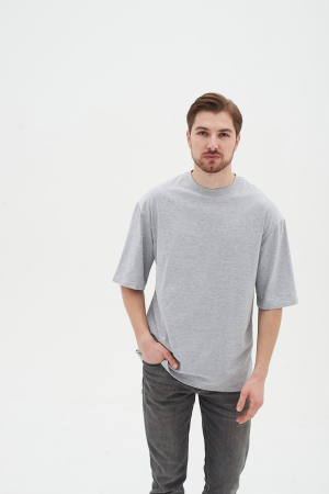 Oversized T-shirt gray melange U-0104 (5124073) фото 1