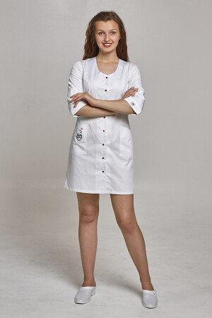 Rose dressing gown. COTTON. White, embroidery (owl) (544763) фото 1