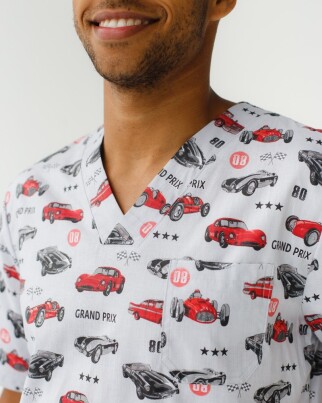 Медицинский костюм с принтом мужской Гранит Мото серый/белый 131-408-805 (6613725) фото 3