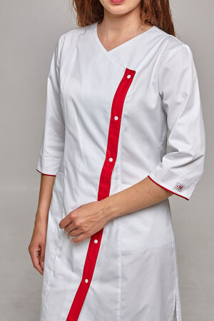 Cleopatra dressing gown. COTTON. White + red (trim) (544814) фото 6