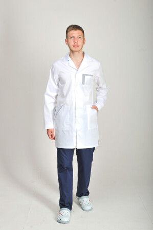 Gown Classic men's medical coat. White + smoke (544829) фото 3