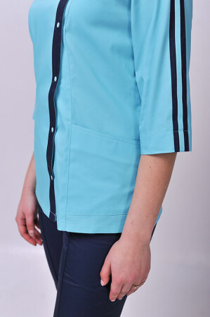 Костюм медицинский Клеопатра+ Бр. зауженные. COTTON. Ментол / темно-синий (544638) фото 4