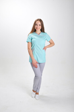 Костюм медицинский И-30+ Бр. зауженные. COTTON. Ментол / дым (544734) фото 1