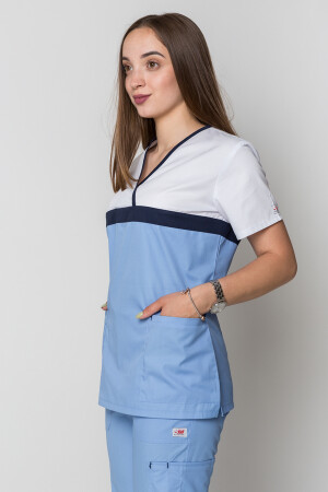 Костюм медицинский Лидия +Бр. Вирджиния. COTTON. Белый / голубой (5410110) фото 5