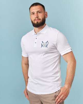 Medical polo men's white embroidered Zubik 148-324-636 (6613750) фото 1