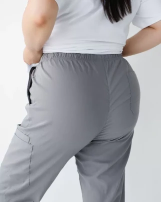 Медицинские штаны женские джоггеры стрейч серые +SIZE 503-328-758 (6637769) фото 5