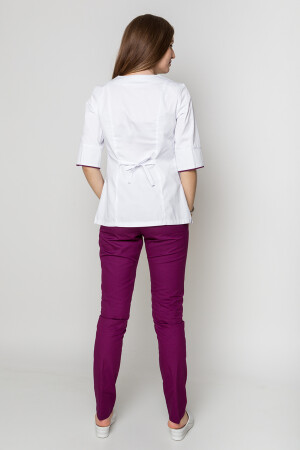 Костюм медицинский Кристина+Бр. зауженные. COTTON. Белый / баклажан (5410101) фото 6