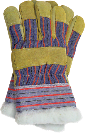 Leather-cotton gloves with fur lining RSO (1762) фото 1
