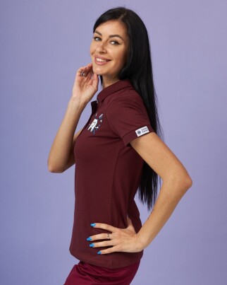 Медицинское поло женское вишневое с вышивкой Зубик 147-416-636 (6613411) фото 1