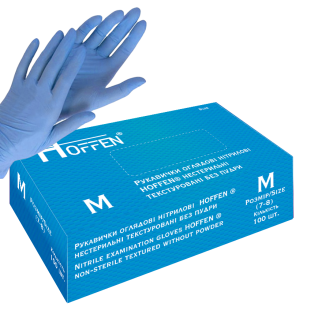 Nitrile gloves with powder blue NOFFEN (1pc-50 pairs) (1932) фото 1