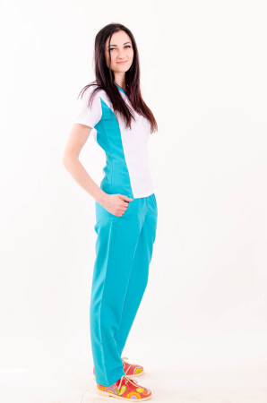Women's medical suit "Arisha" white/mint 534203 (blouse 534233 + trousers 534234) фото 4