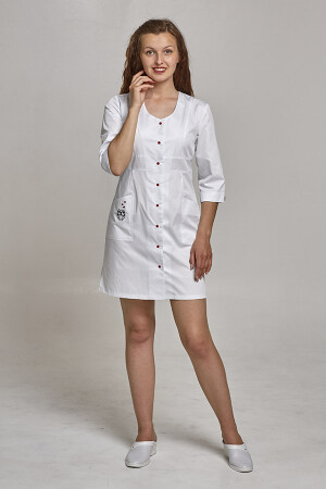 Rose dressing gown. COTTON. White, embroidery (owl) (544763) фото 2