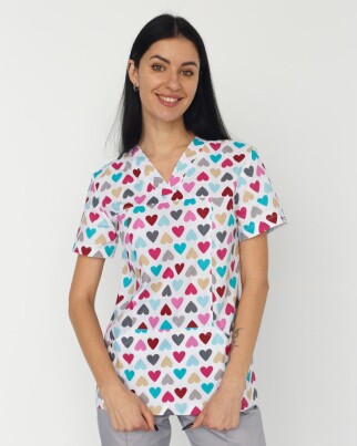 Medical Women's Shirt Topaz Print Hearts White 126-484-705 (6613534) фото 2