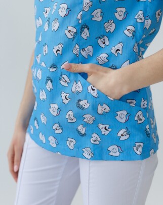 Медицинский костюм с принтом женский Топаз Dentist blue/white 137-324-776 (6613278) фото 5