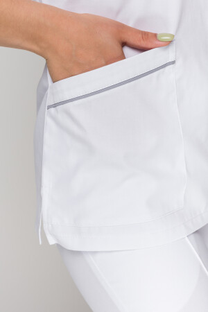 Костюм медицинский Моник+ Бр. зауженные. COTTON. Белый + дым (кант) (5410146) фото 15